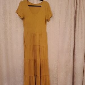 Mustard Tiered Maxi Dress